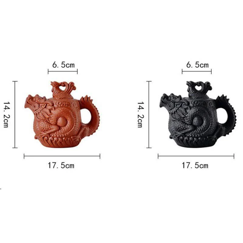 Vintage Dragon Phoenix Ceramic Teapot | Purple Clay Art - Image 15