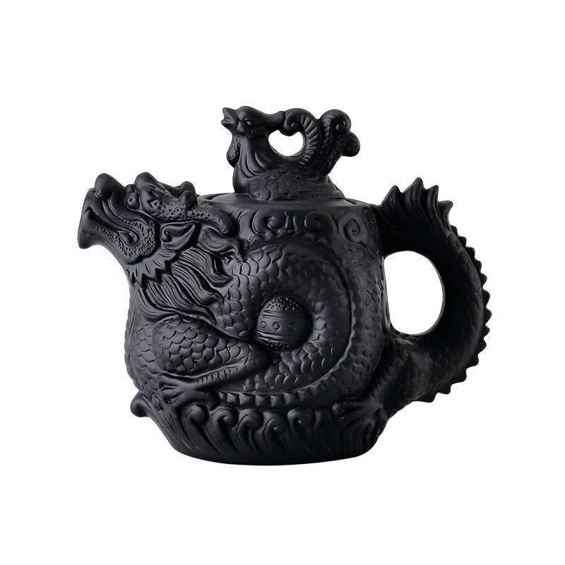 Vintage Dragon Phoenix Ceramic Teapot | Purple Clay Art - Image 6