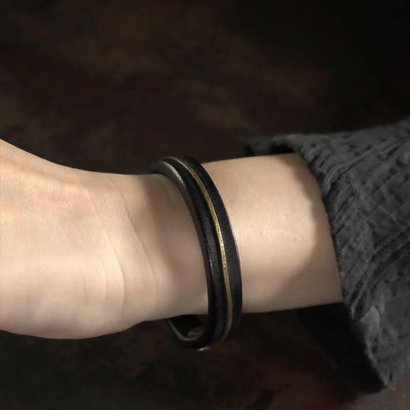 Vintage Leather Copper Spiritual Protection Bracelet - 16-16.6cm - Image 19