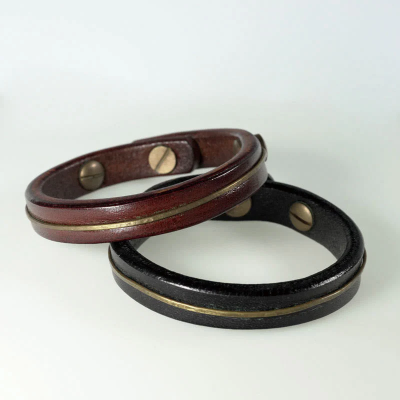 Vintage Leather Copper Spiritual Protection Bracelet - 16-16.6cm - Image 22