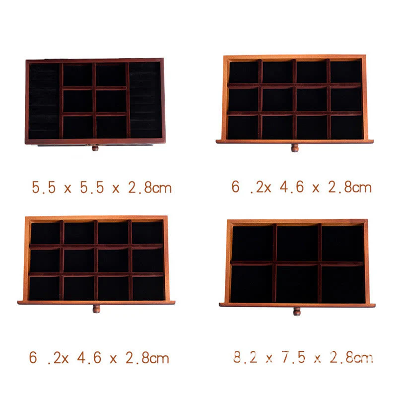 Six-Layer Wooden Jewelry Box with Vintage Plum Blossom Carvings - Image 9