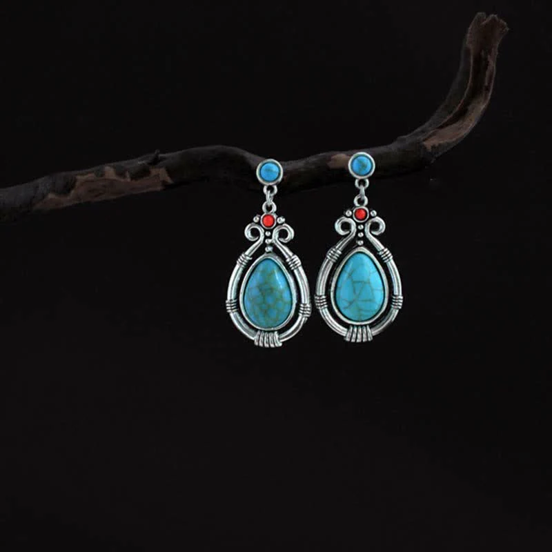 Vintage Turquoise Waterdrop Earrings for Strength & Balance - Image 5