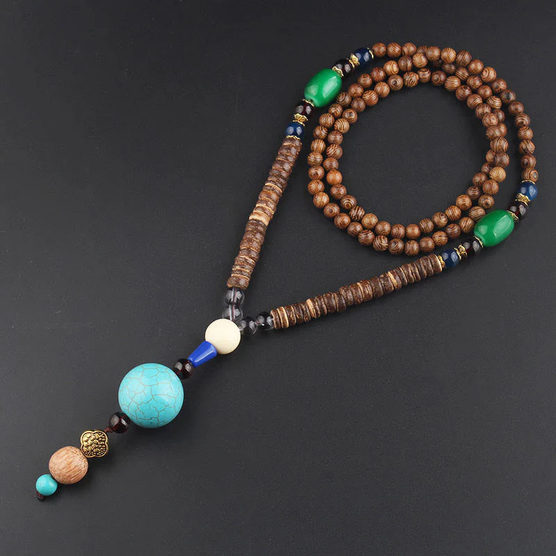 Wenge Wood & Agate Balance Necklace for Peace & Protection - Image 10