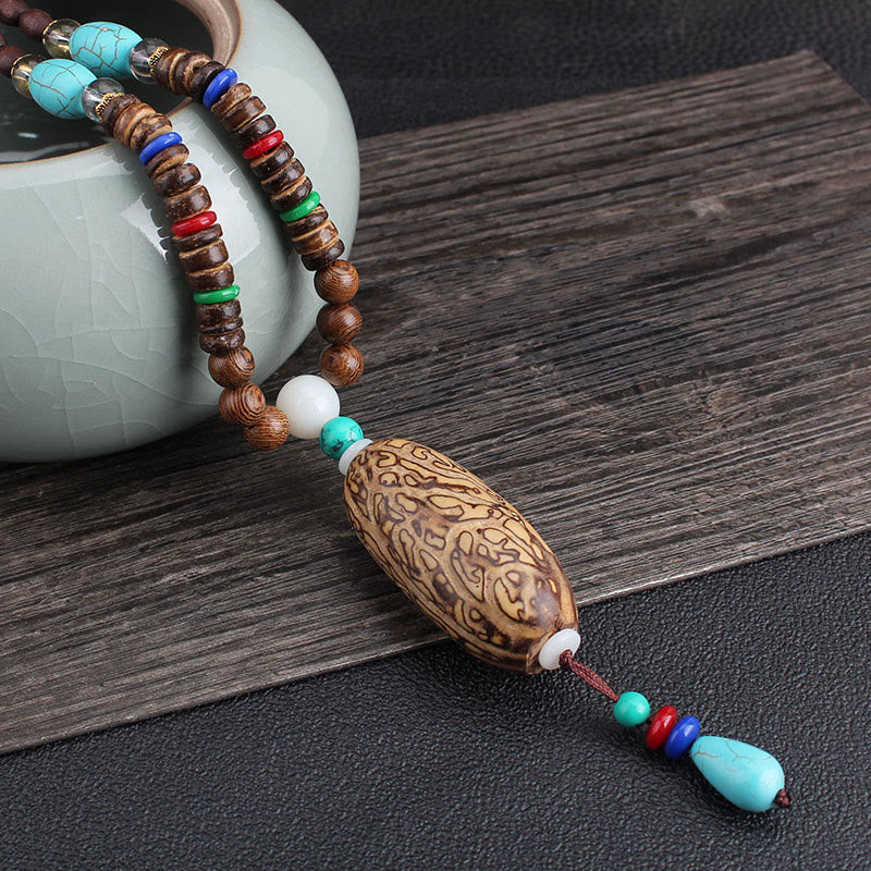 Wenge Wood & Agate Balance Necklace for Peace & Protection - Image 12