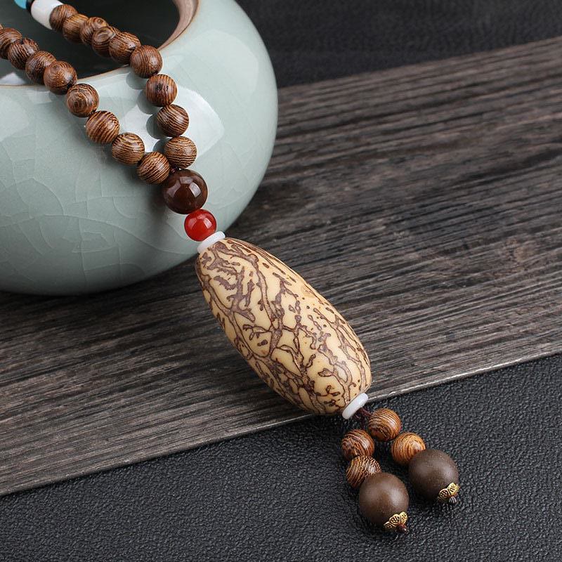 Wenge Wood & Agate Balance Necklace for Peace & Protection - Image 13