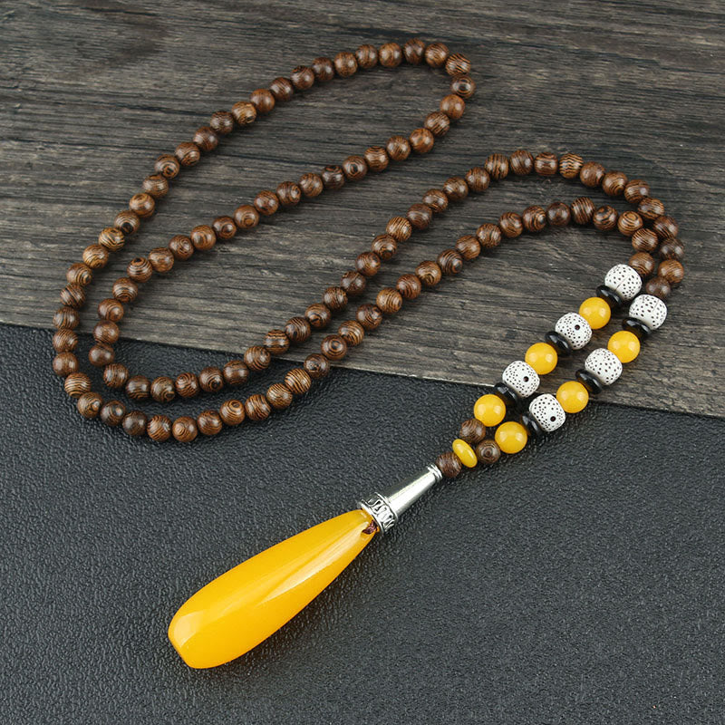 Wenge Wood & Agate Balance Necklace for Peace & Protection - Image 15