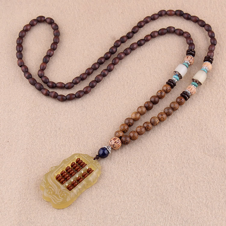 Wenge Wood & Agate Balance Necklace for Peace & Protection - Image 7