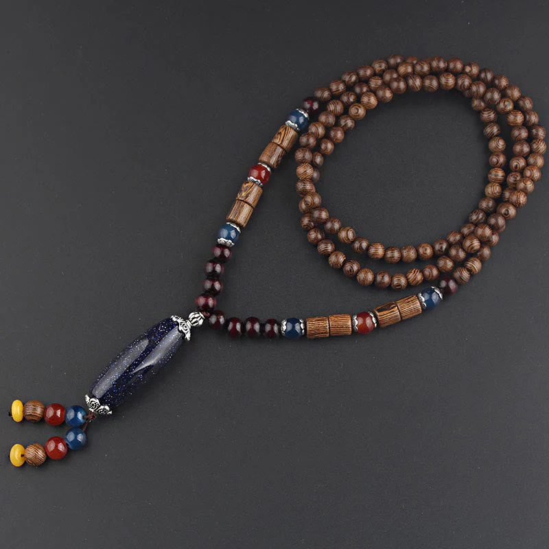 Wenge Wood & Agate Balance Necklace for Peace & Protection - Image 9
