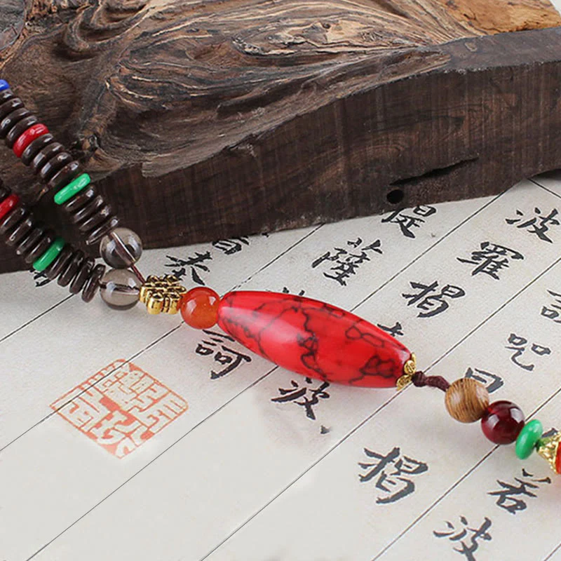 Wenge Wood Turquoise Necklace for Protection and Calm 80cm - Image 9