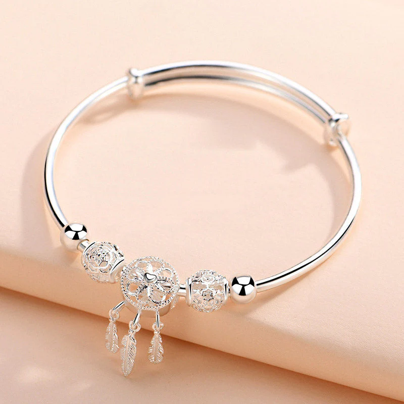 White Copper Dream Catcher Charm Bracelet for Luck & Healing - Image 10