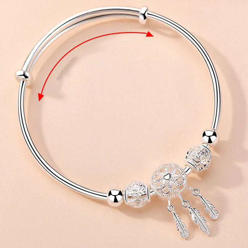 White Copper Dream Catcher Charm Bracelet for Luck & Healing - Image 11