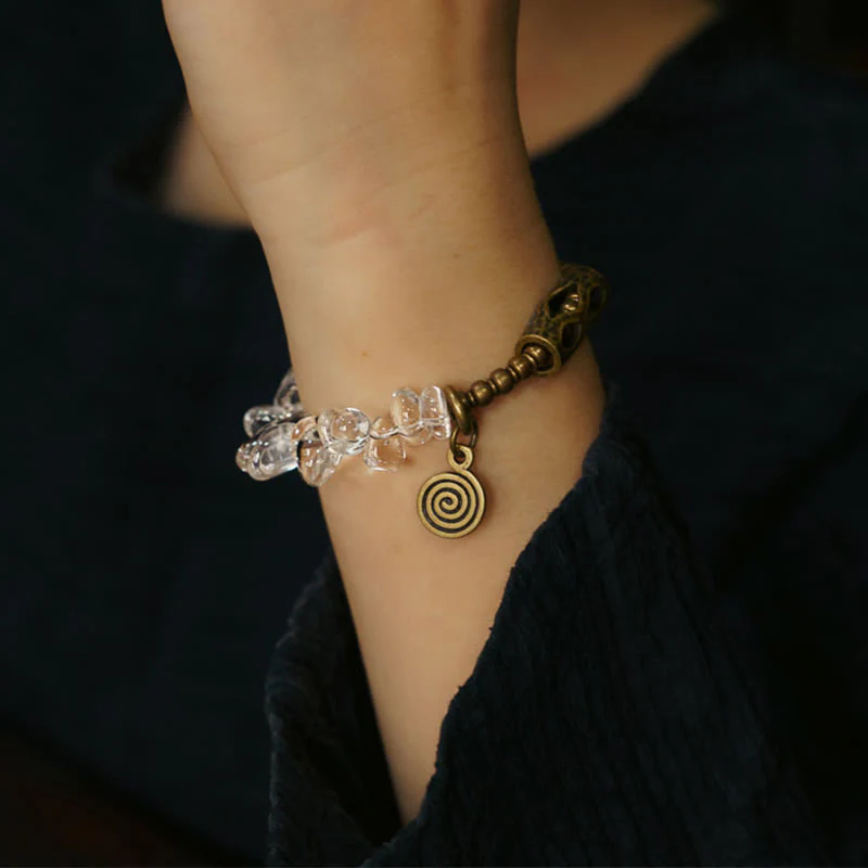 14-17.5cm White Crystal Copper Clarity Bracelet for Meditation - Image 5