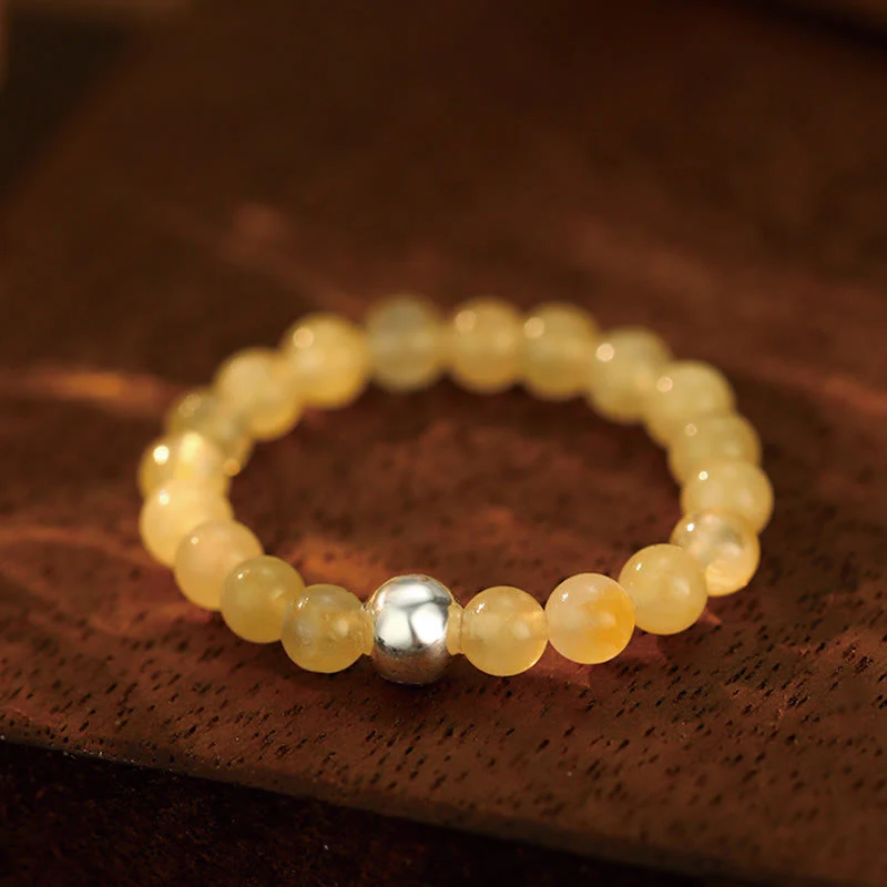 White Jade Black Onyx Crystal Bead Elastic Ring - Image 14