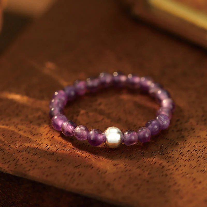White Jade Black Onyx Crystal Bead Elastic Ring - Image 16