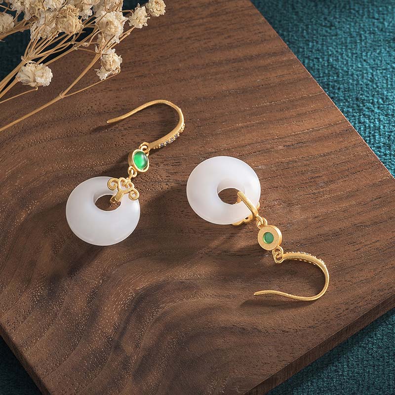 White Jade Blessing Drop Earrings for Protection & Luck - Image 18
