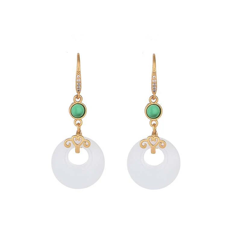 White Jade Blessing Drop Earrings for Protection & Luck - Image 19
