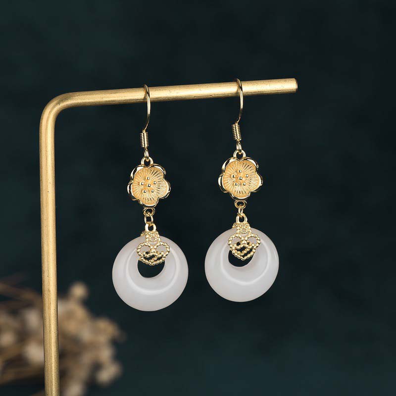 White Jade Blessing Drop Earrings for Protection & Luck - Image 20