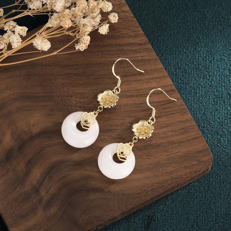 White Jade Blessing Drop Earrings for Protection & Luck - Image 21