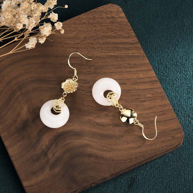 White Jade Blessing Drop Earrings for Protection & Luck - Image 23