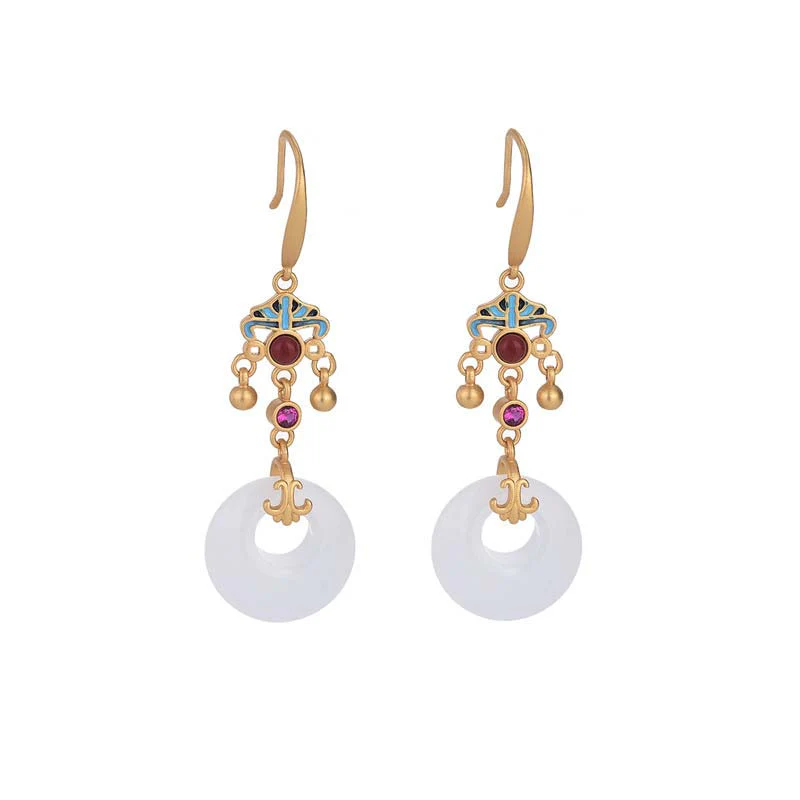 White Jade Blessing Drop Earrings for Protection & Luck - Image 5
