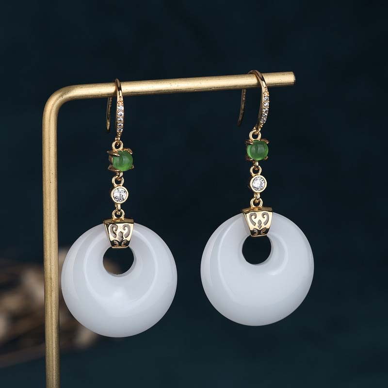 White Jade Blessing Drop Earrings for Protection & Luck - Image 6