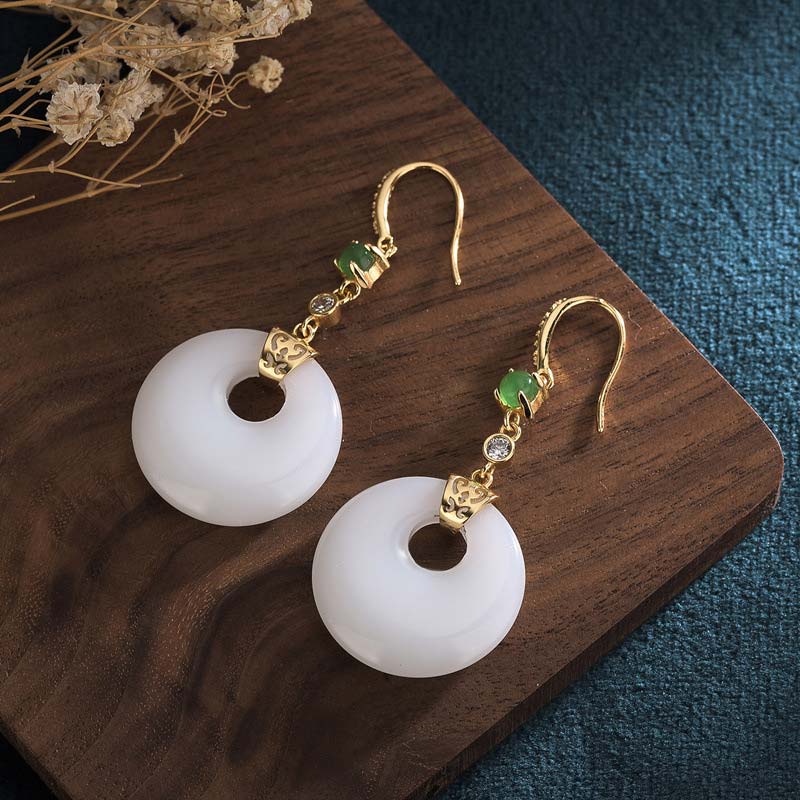 White Jade Blessing Drop Earrings for Protection & Luck - Image 7