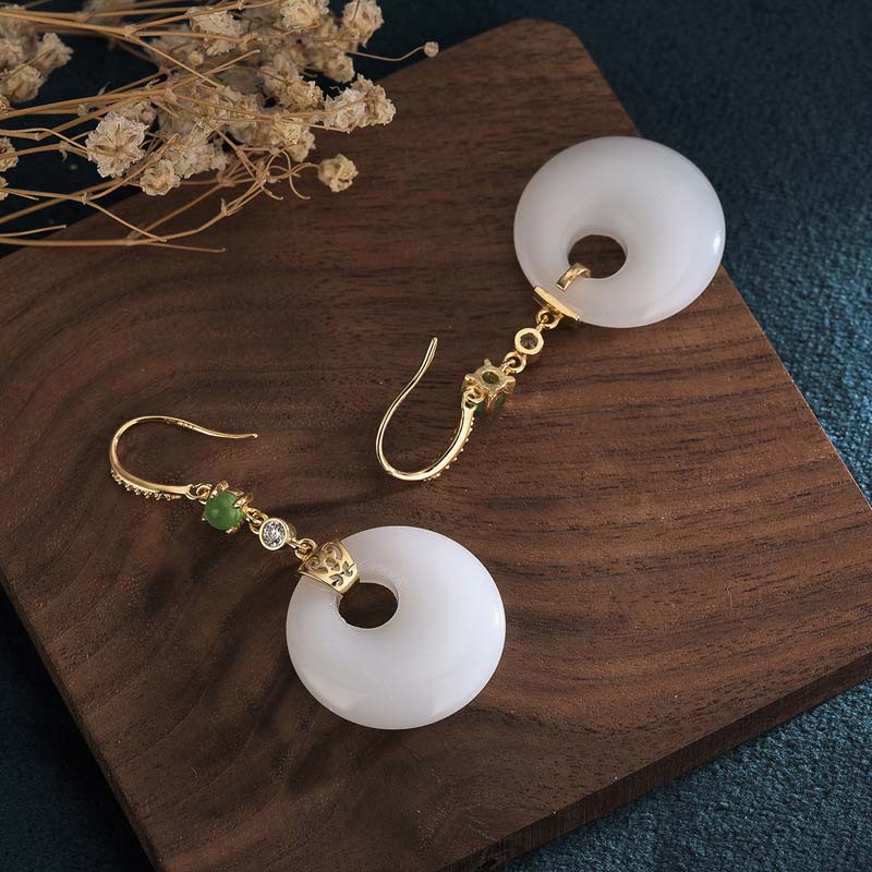 White Jade Blessing Drop Earrings for Protection & Luck - Image 8