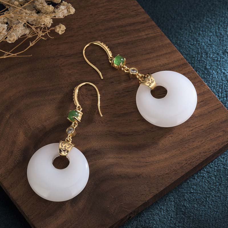 White Jade Blessing Drop Earrings for Protection & Luck - Image 9