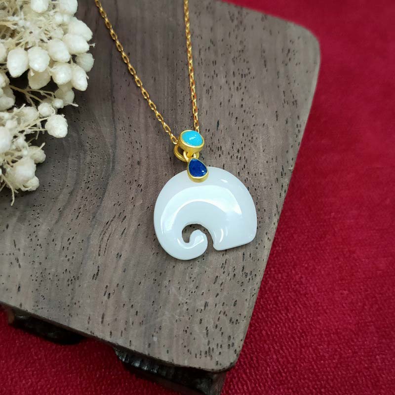 White Jade Elephant Luck Necklace | Strength & Protection - Image 2