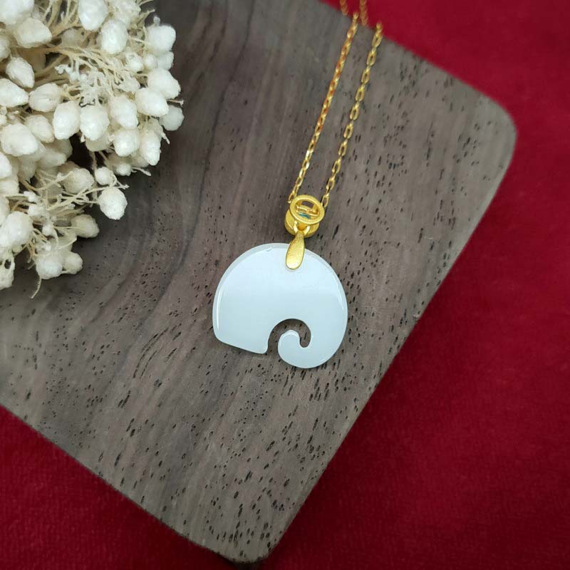 White Jade Elephant Luck Necklace | Strength & Protection - Image 6