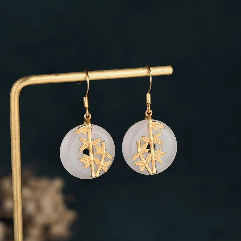 White Jade Fortune Earrings for Protection & Luck - Image 2