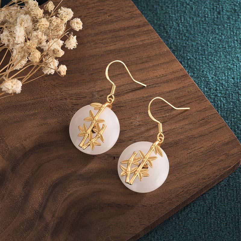 White Jade Fortune Earrings for Protection & Luck - Image 3