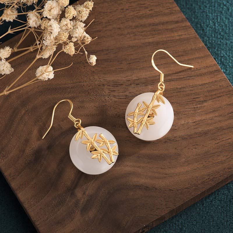 White Jade Fortune Earrings for Protection & Luck - Image 4
