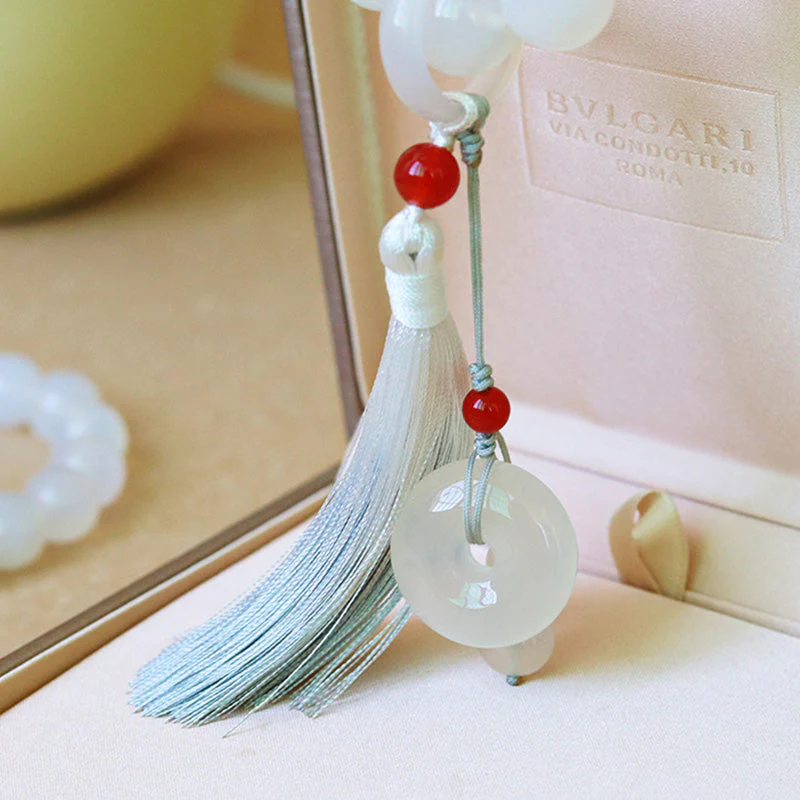 12mm & 14mm White Red Agate Luck Wrist Mala Bracelet - Image 8