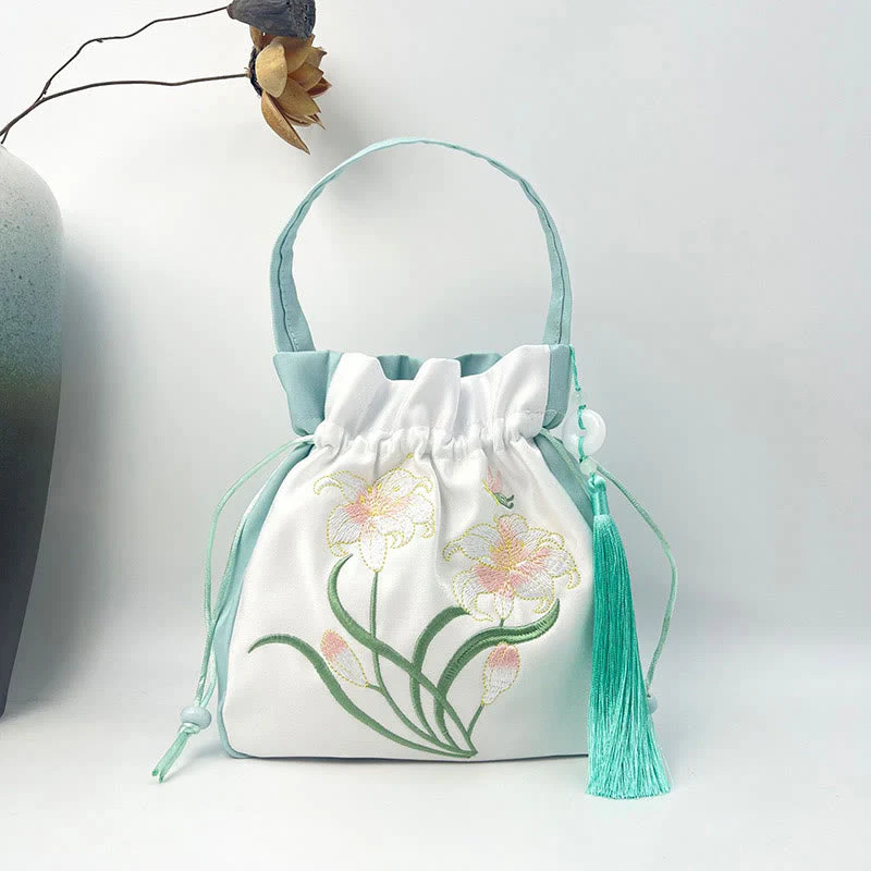 Embroidered Cotton Linen Tote Bag With Wisteria Flowers - Image 10