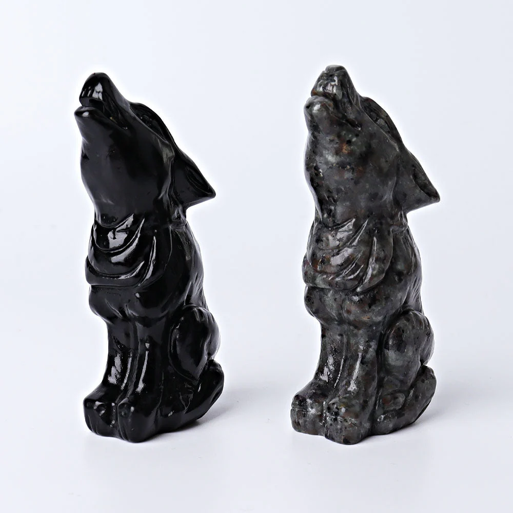 3.7 Inch Hand Carved Wolf Crystal | Yooperlite & Obsidian - Image 3