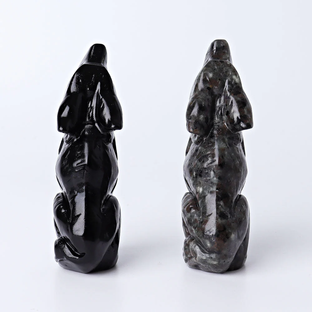 3.7 Inch Hand Carved Wolf Crystal | Yooperlite & Obsidian - Image 4