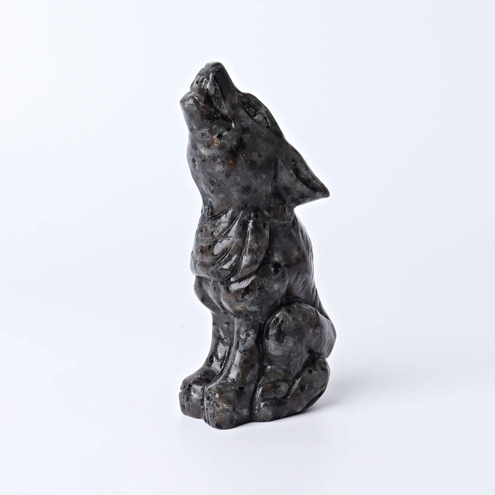 3.7 Inch Hand Carved Wolf Crystal | Yooperlite & Obsidian - Image 6