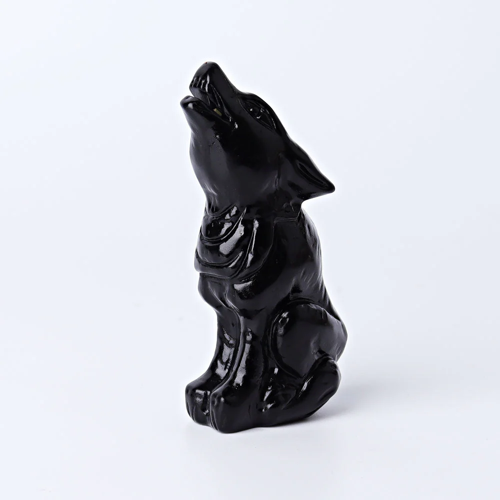 3.7 Inch Hand Carved Wolf Crystal | Yooperlite & Obsidian - Image 7