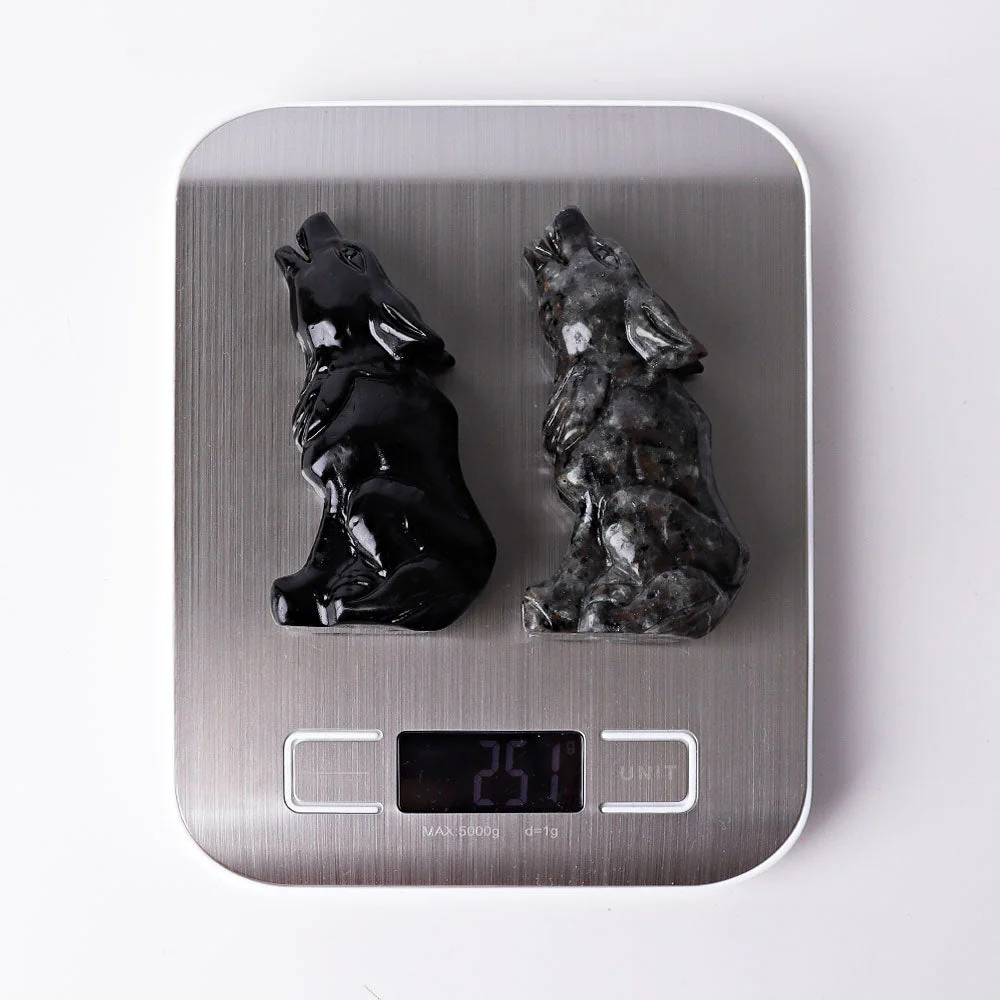 3.7 Inch Hand Carved Wolf Crystal | Yooperlite & Obsidian - Image 9