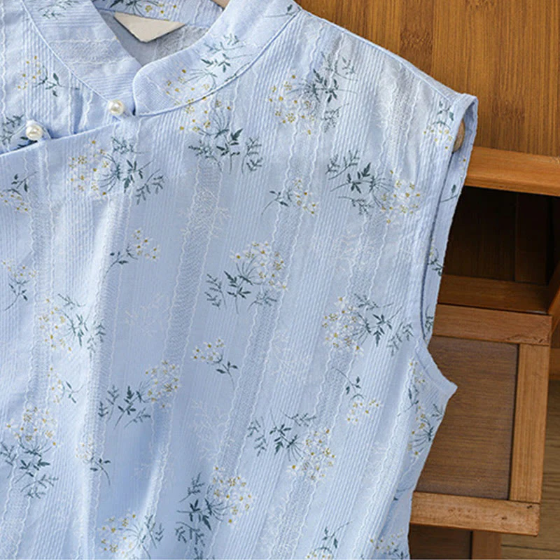 Women's Spiritual Cotton Vest with Chinese Frog-Button - Image 24