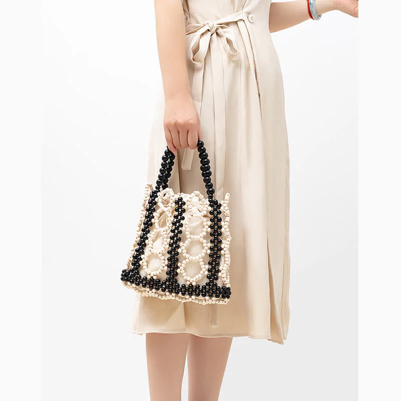 Hand-woven Round Hollow Wooden Beads Handbag - Bohemian Style - Image 14