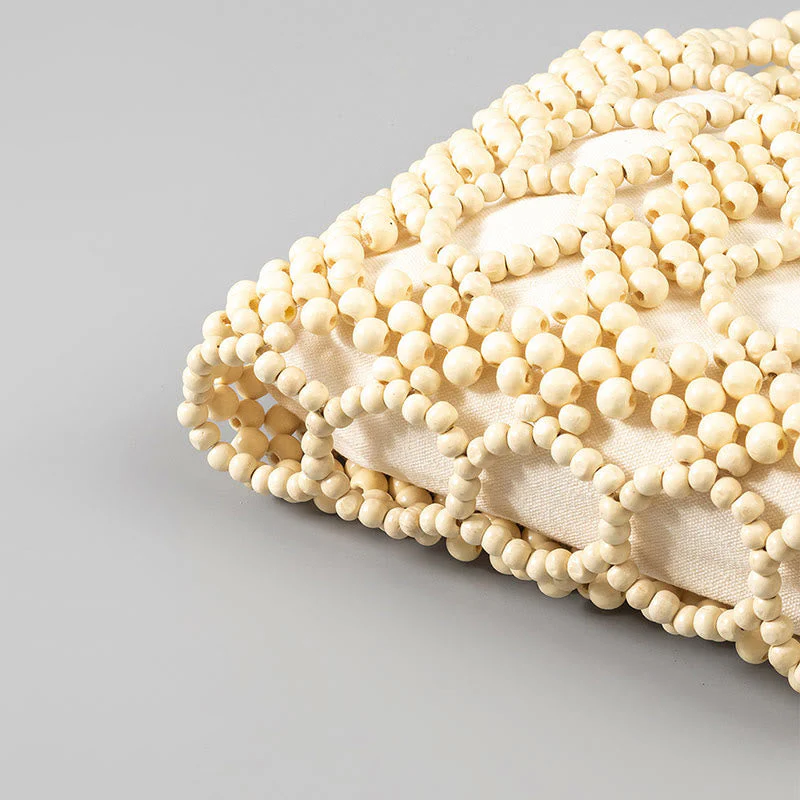 Hand-woven Round Hollow Wooden Beads Handbag - Bohemian Style - Image 6
