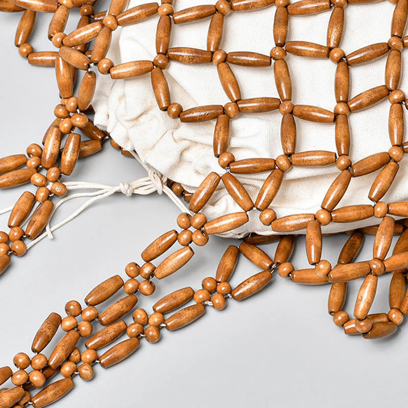 Wooden Beads Hand-Woven Shoulder Bag for Spiritual Accessories - Image 7