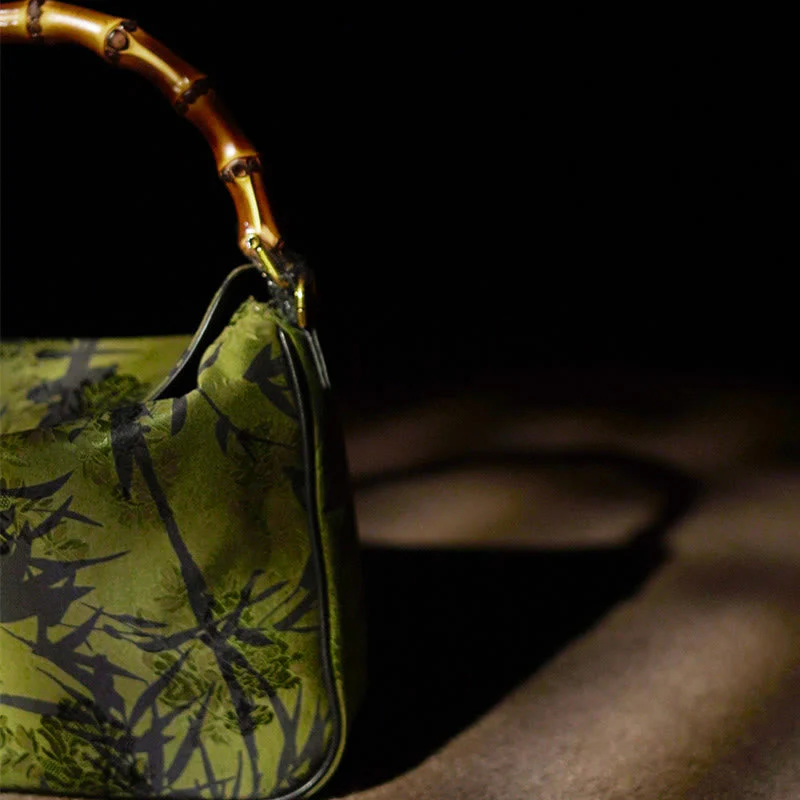 Lush Bamboo Handle Xiangyunsha Silk Crossbody Bag - Image 10