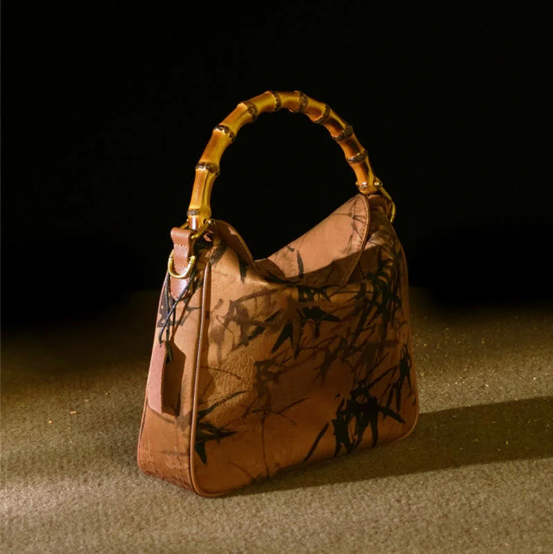 Lush Bamboo Handle Xiangyunsha Silk Crossbody Bag - Image 13