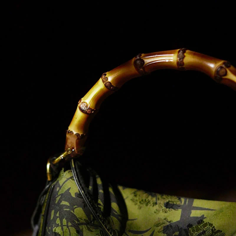 Lush Bamboo Handle Xiangyunsha Silk Crossbody Bag - Image 7