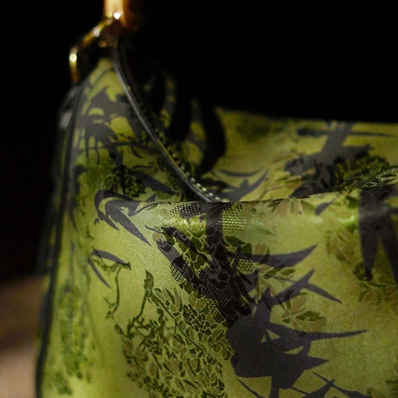 Lush Bamboo Handle Xiangyunsha Silk Crossbody Bag - Image 9