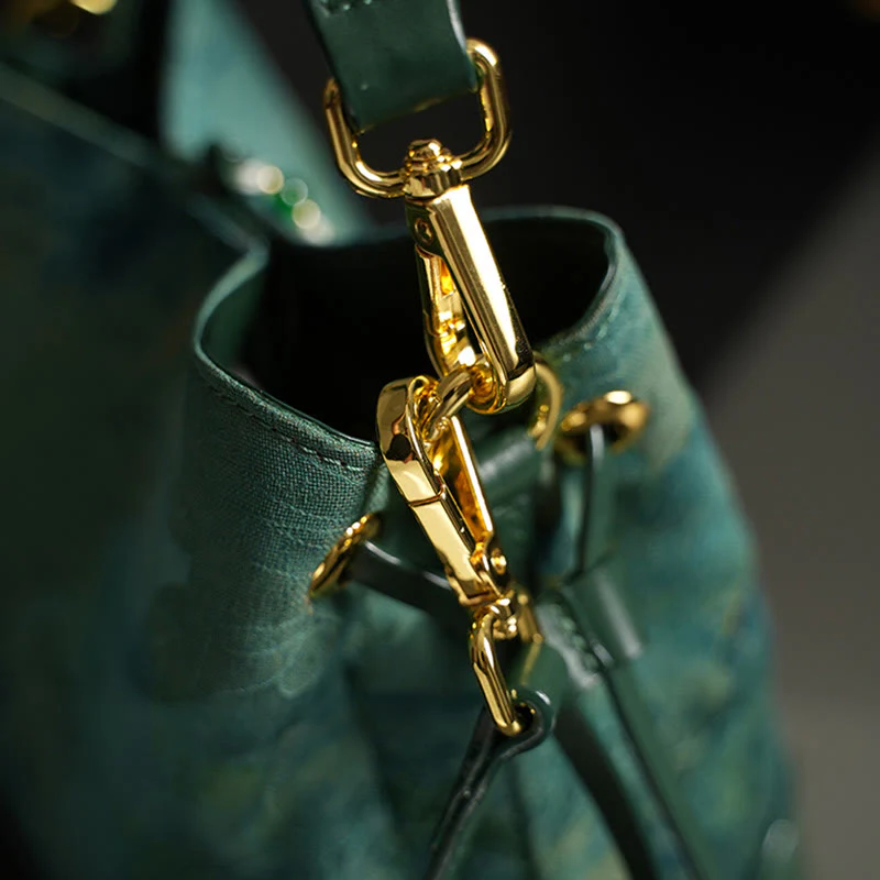 MediumSeaGreen Xiangyunsha Silk Spiritual Tassel Crossbody Bag - Image 5