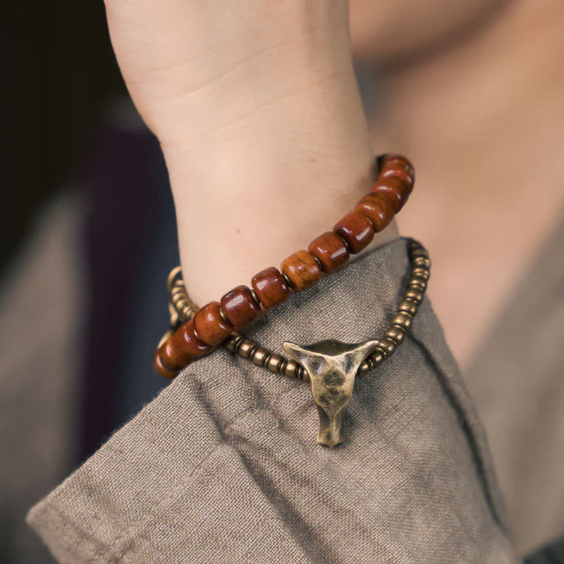 14cm Yak Bone Copper Double Wrap Strength Spiritual Bracelet - Image 10